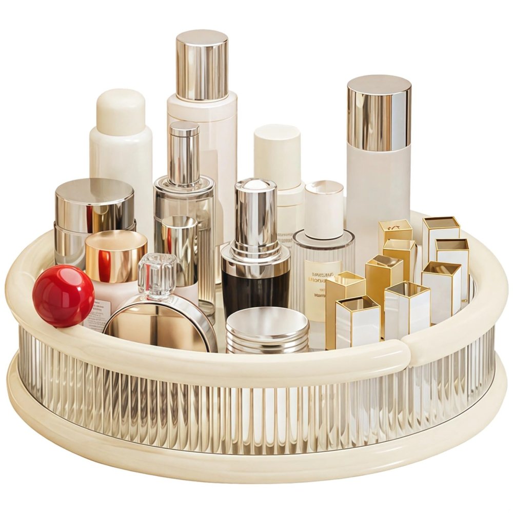 360 Vanity Organizer Rotating, Capacity Large Display Perfume Tray, Skincare for Dresser Storage Multi-Functional, Holder Transparent Cosmetic, Bathroom Accessory for Countertop
