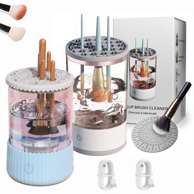 3 In 1 Electric Makeup Brush Cleaner Machine with Dryer,Automatic Makeup Brush Cleaner,Quiet Power Spin for All Size Beauty Makeup Brush (2PCS-D)