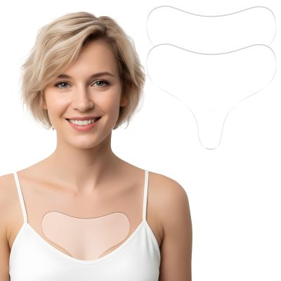 Wanmu 2 Pcs Chest Wrinkle Pads, Reusable Silicone Patches for Decollete & Cleavage, Overnight Sleeping Chest Anti Wrinkle Pads for Skin Firming, Smoothing