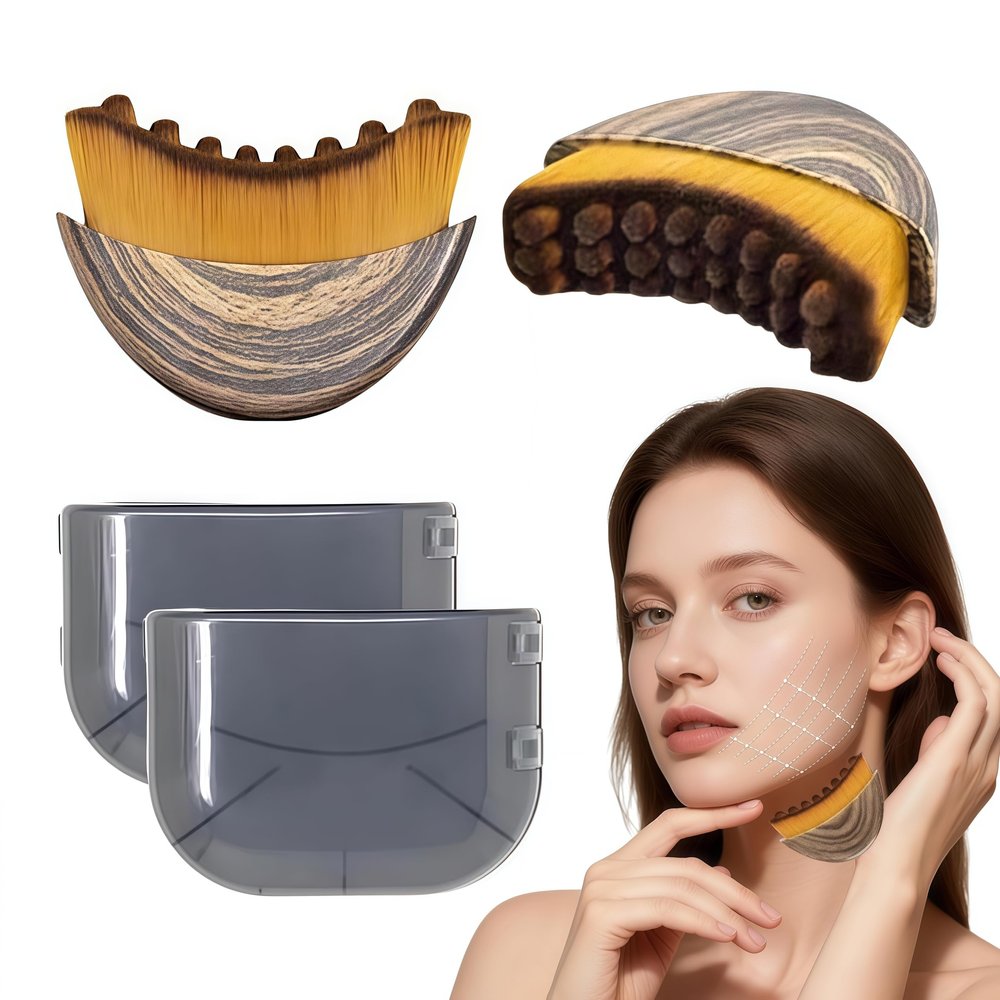 2PCS New Lymphatic Contour Face Brush, Lymphatic Drainage Massager for Face,Ergonomically Designed to Fit The Skin Precisely and Relieve Fatigue