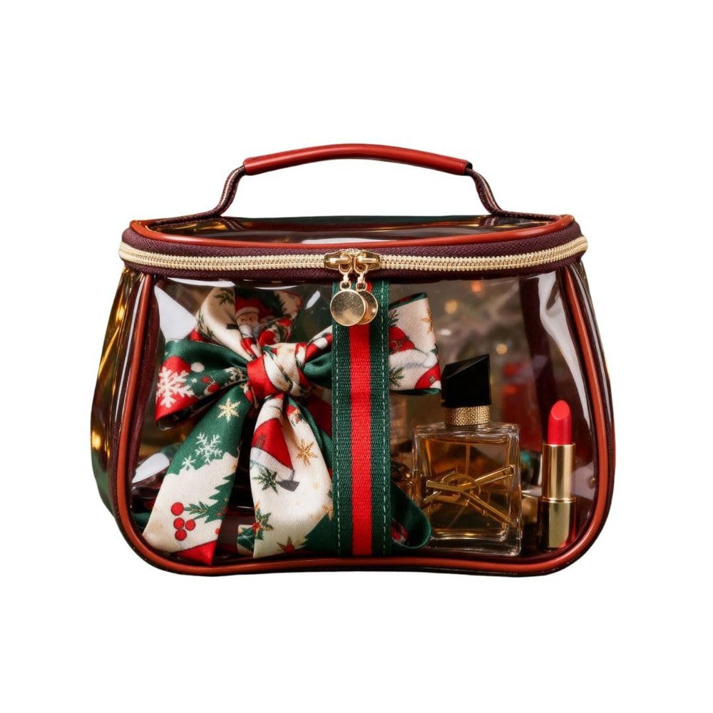HOLABEAR Retro vintage vanity makeup bag organizer large capacity waterproof transparent toiletry handbag luxury cosmetic women ladies travle daily purse storage case (Classic)