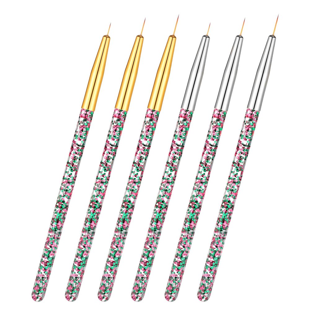 6 Pcs Eyeliner Brushes, Fine Point Thin Eye Makeup Cosmetic Gel Graphic Eyeliner Applicator Water Activated Liner Precision Eye Liner Brushes for Wet Powder Liquid Gel