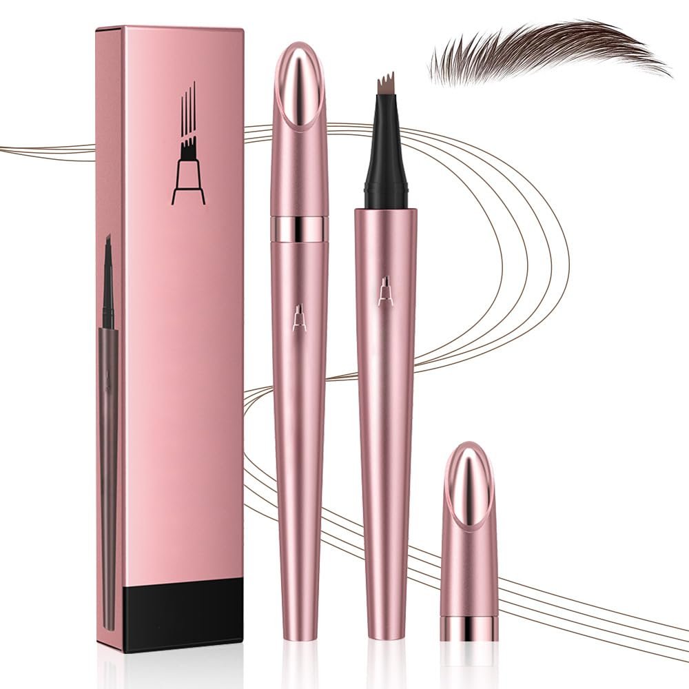 2026 New Microblading Eyebrow Pen, Waterproof Eyebrow Pencil, Eye Brow Pen with 4 Tip, Premium Natural Magic Eyebrow Makeup Fine Stroke Contouring Pencil Long-Lasting Stay on All Day (Dark coffee)