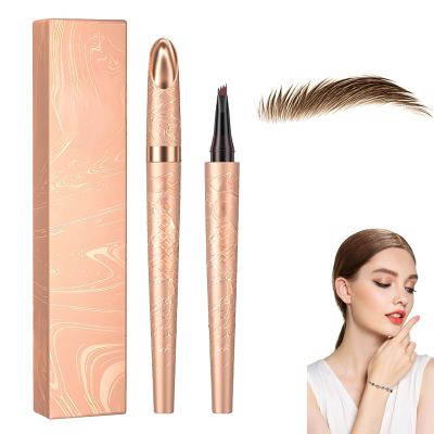 2025 New Microblading Eyebrow Pen, Waterproof Eyebrow Pencil, Eye Brow Pen with 4 Tip, Natural Magic Eyebrow Makeup Fine Stroke Contouring Pencil Long-Lasting Stay on All Day (Dark brown)