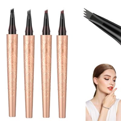 2025 New Microblading Eyebrow Pen, Waterproof Eyebrow Pencil, Eye Brow Pen with 4 Tip, Natural Magic Eyebrow Makeup Fine Stroke Contouring Pencil Long-Lasting Stay on All Day (mixed,4pcs)