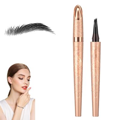 2025 New Microblading Eyebrow Pen, Waterproof Eyebrow Pencil, Eye Brow Pen with 4 Tip, Natural Magic Eyebrow Makeup Fine Stroke Contouring Pencil Long-Lasting Stay on All Day (black)