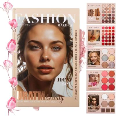 Fashion Makeup Book, 24-Color Eyeshadow Palette - 5-Layer Book-Style Makeup Palette with 67 Pro Shades, Pressed Glitter Eyeshadow Palette Makeup, Blush, Contour, Highlighter (A)