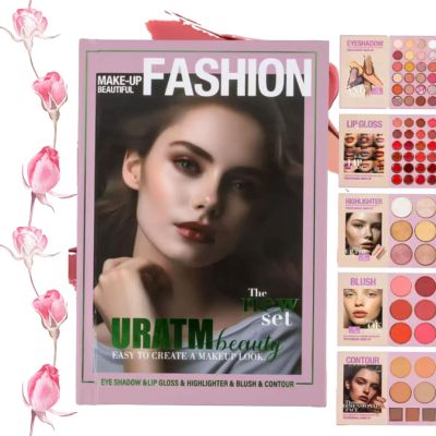 Fashion Makeup Book, 24-Color Eyeshadow Palette - 5-Layer Book-Style Makeup Palette with 67 Pro Shades, Pressed Glitter Eyeshadow Palette Makeup, Blush, Contour, Highlighter (B)