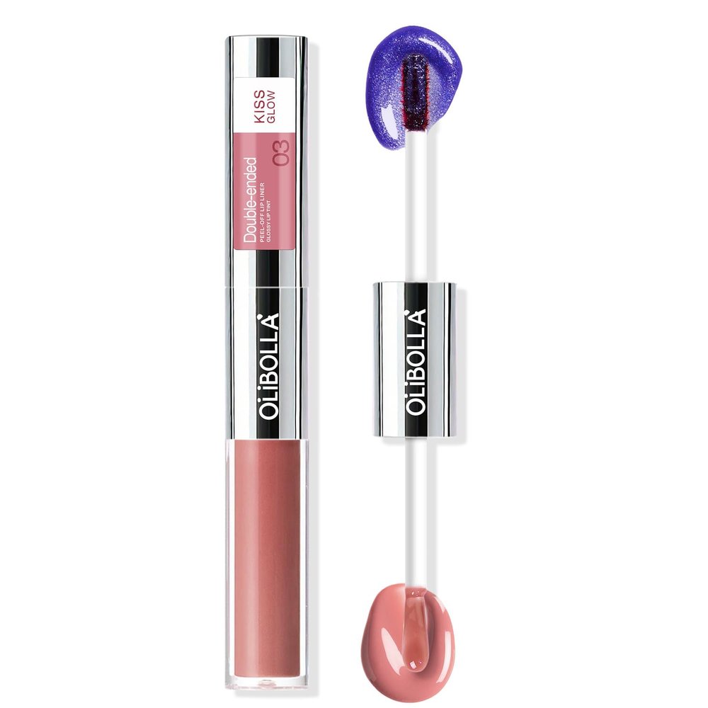 Double-Ended Peel-Off Lip Liner & Gloss Tint  Long-Lasting Hydrating Lip Color, Smudge-Proof & Kiss-Proof Gloss Duo for Plump Shiny Lips (03 Milk Tea Glow)