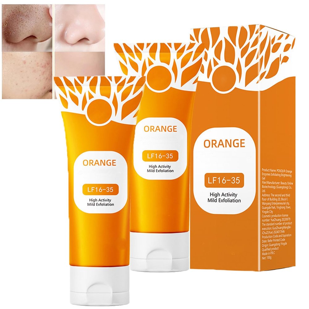 Orange Exfoliating Gel Lf16-35, Orange Enzymes Exfoliating Gel, Moisturizer Face Body ScrubGel, Deep Cleansing Moisturizing Facial Exfoliator,Natural Peeling Gels Face Scrub (2pc)
