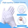 3 Pairs Cotton Gloves for Dry Hands Sleeping, Moisturizing Gloves for Men and Women, Stretchable White Cotton Gloves Eczema for Service Driving Coin Jewelry Handling view 4