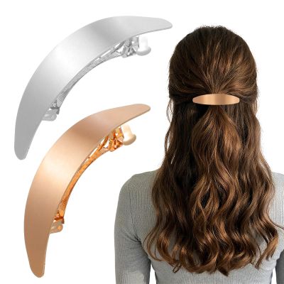 2Pcs Oval French Barrette Hair Clips, Vintage Metal Gold Hair Clip, Elegant French Clip for All Hairs, Gold Hairs Barrettes for Wedding Prom & Formal Events Valentine's DayGold, Silver