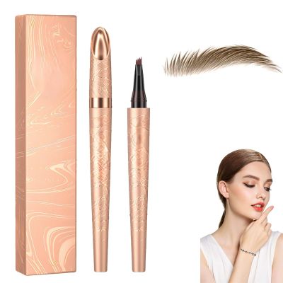 2025 New Microblading Eyebrow Pen, Waterproof Eyebrow Pencil, Eye Brow Pen with 4 Tip, Natural Magic Eyebrow Makeup Fine Stroke Contouring Pencil Long-Lasting Stay on All Day (Light brown)