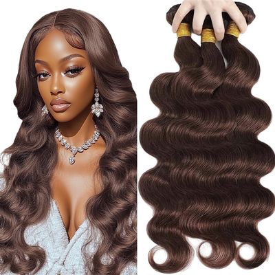 MLMYBAYEA Color 4 Human Hair Bundles Chocolate Brown Body Wave Bundles 30 32 34 Inch Unprocessed Dark Brown Remy Hair Extensions With Minimal Tangle For Women