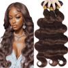 MLMYBAYEA Color 4 Human Hair Bundles Chocolate Brown Body Wave Bundles 30 32 34 Inch Unprocessed Dark Brown Remy Hair Extensions With Minimal Tangle For Women view 1