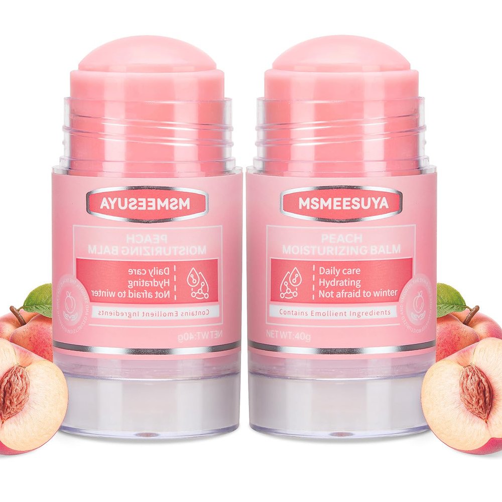 MSMEESUYA Peach Foot Cream Stick for Dry Cracked Heels and Feet, Moisturizing Heel Balm Stick, Softening Foot Care for Rough Skin, Callus & Dryness, Peach Hydration, 2-Pack