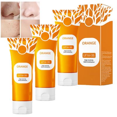 Orange Exfoliating Gel Lf16-35, Orange Enzymes Exfoliating Gel, Moisturizer Face Body ScrubGel, Deep Cleansing Moisturizing Facial Exfoliator,Natural Peeling Gels Face Scrub (3pc)