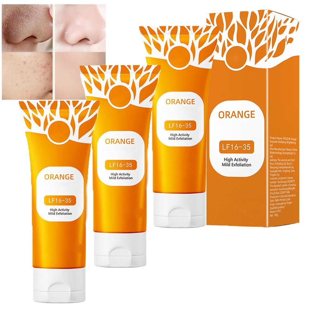 Orange Exfoliating Gel Lf16-35, Orange Enzymes Exfoliating Gel, Moisturizer Face Body ScrubGel, Deep Cleansing Moisturizing Facial Exfoliator,Natural Peeling Gels Face Scrub (3pc)