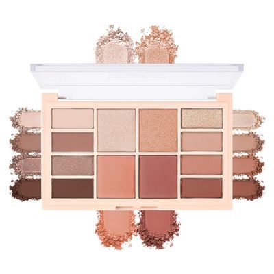 12-Color Nude Neutral Eyeshadow Palette  Matte Shimmer Glitter Warm Brown Caramel Eye Shadow Kit, High Pigment Long-Lasting Blendable Natural Soft Glam Makeup Palette for Daily Wear & Beginners