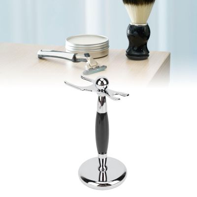 Ymiko Shaving Brush Stand, Extra Wide Openings Double Sided Shaving Holder for Men with Metal Base Sturdy Rosewood Alloy Construction Vintage Bathroom Decor (Blue)