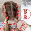 10Pcs Christmas Hair Ties for Girls Red Hair Band Snowman Snowflake Deer Gloves Holly Leaves Elastics Rubber Bands Ponytail Holder Christmas Hair Accessories for Kids Hair Ropes Holiday Party Favor view 2