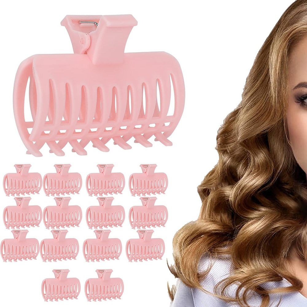 15Pcs Hair Curler Clips, Plastic Roller Clips Hair Roller Fixing Clamp Holding Section Claw Hairdressing Tool for Effortless Curls and Waves
