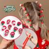10Pcs Christmas Hair Ties for Girls Red Hair Band Santa Claus Elk Bear Bell Gift Gloves Elastics Rubber Bands Ponytail Holder Cute Christmas Hair Accessories for Kids Hair Ropes Holiday Party Favor view 2