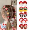 10Pcs Christmas Hair Ties for Girls Red Hair Band Santa Claus Snowman Bear Bell Penguin Elastics Rubber Bands Ponytail Holder Cute Christmas Hair Accessories for Kids Hair Ropes Holiday Party Favor view 1