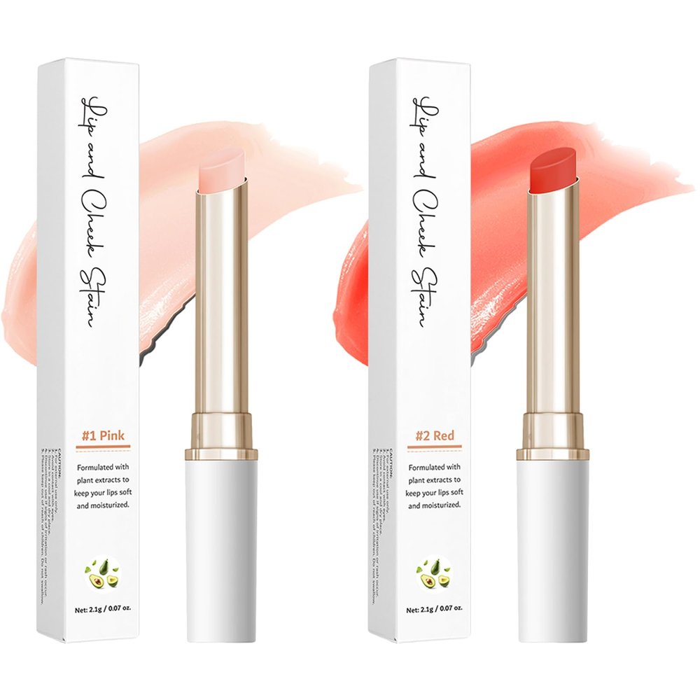 BERALLOYE 2pcs-Ph Lip BalmWaterproof Temperature Color Change Lip Balm,Long-Lasting Hydrating Moisturizing Lip Tint,for Daily Lip Care Festival Makeup Gift for Women(Pink & Red)