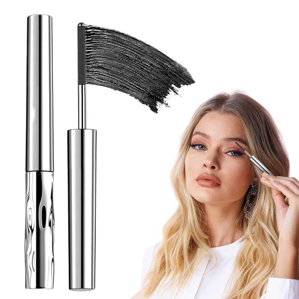 Iron Wand Mascara Waterproof, Metal Wand Mascara Tubing, Long Lasting 3D Curling Eyelash, Eyes Makeup Smudge-Proof Separated Lashes Natural Length (1PCS Black)