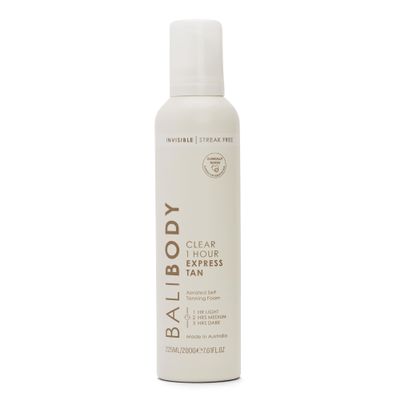 BALI BODY Clear 1 Hour Express Self Tanner  Fast-Acting, Weightless Self Tanner for Natural Bronze  No-Transfer, Hydrating Quick Tan Mousse for Smooth, Radiant Skin