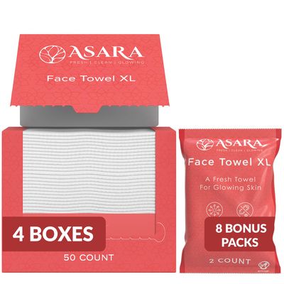 Clean Face Towels Disposable XL Facial Wipes | Add Water As a Makeup Remover | Sensitive Skin Face Towels | Organic Vegan Biodegradable - Clean Daily Towelettes (200 Count) | by Asara