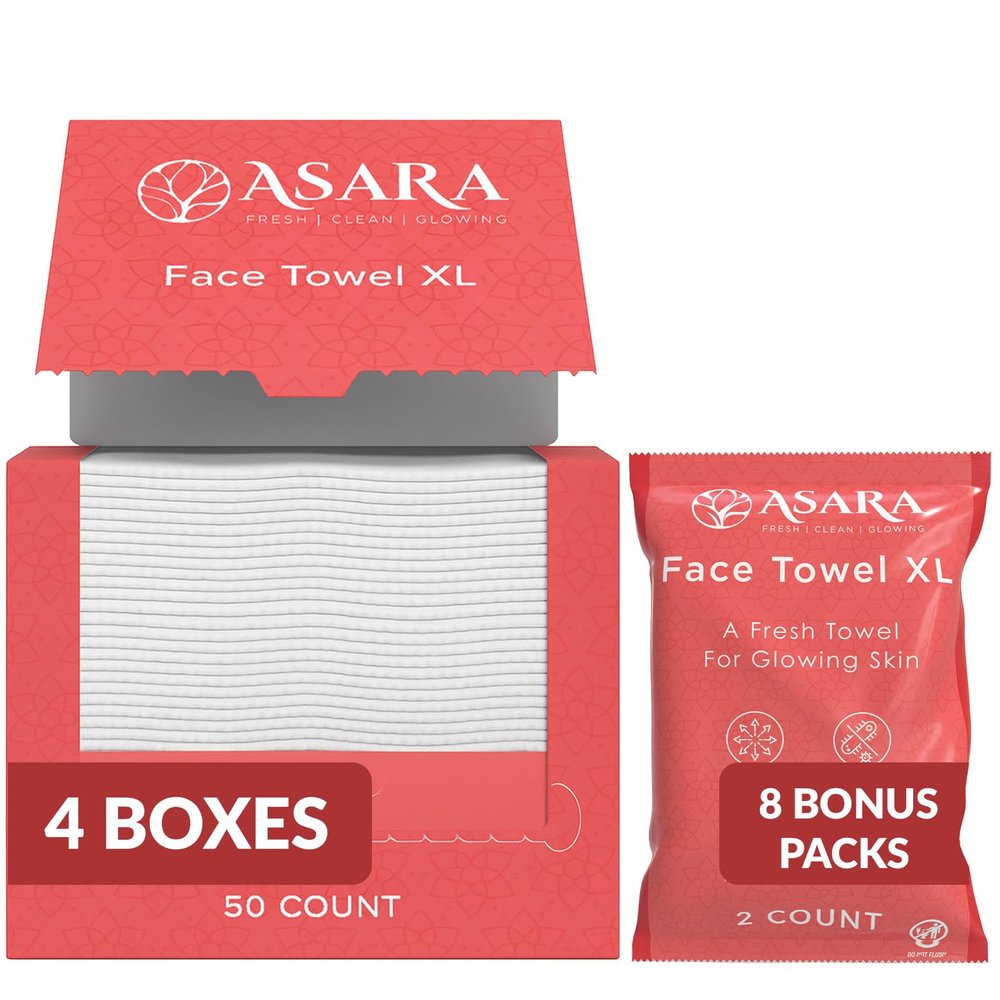 Clean Face Towels Disposable XL Facial Wipes | Add Water As a Makeup Remover | Sensitive Skin Face Towels | Organic Vegan Biodegradable - Clean Daily Towelettes (200 Count) | by Asara