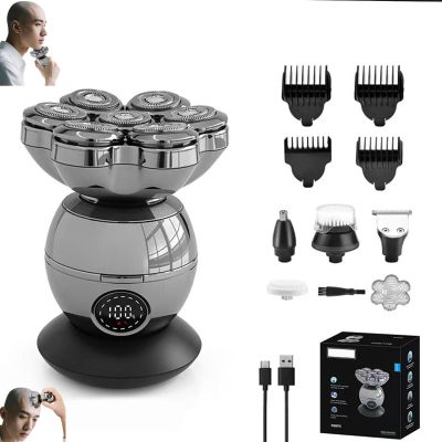 3.0 Head Shaver - 7 Blade Magnetic Electric Razor, Portable Rechargeable Shaving Tool, Waterproof Bald Shavers, Suitable for Women, Men & Bald Heads (B)