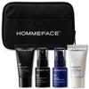 HOMMEFACE Men's First Class Skincare Essentials Travel Kit with Toiletry Bag, 4 Pieces - TSA Approved with Daily Face Wash, Spray Toner, Serum & Moisturizer view 1