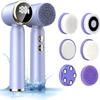 6-in-1 Facial Cleansing Brush, Electric Face Scrubber with 6 Brush Heads, 3-Speed Waterproof Spin Brush, Rechargeable Face Cleaner for Dry, Oily, and Sensitive Skin (Purple) view 1