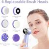 6-in-1 Facial Cleansing Brush, Electric Face Scrubber with 6 Brush Heads, 3-Speed Waterproof Spin Brush, Rechargeable Face Cleaner for Dry, Oily, and Sensitive Skin (Purple) view 4