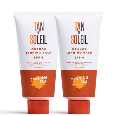 Tanning Club Tan De Soleil 2-Pack  SPF 6 Sun Tanning Lotion (100 ml each)  Hydrating Orange Tanning Balm with Shea & Cocoa Butter for an Instant Glow & 80-Minute Water-Resistant Sun Care