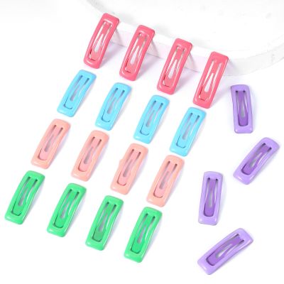 20 PCS Small Rectangle Hair Barrettes Metal Snap Hair Clips Flat Matte Multi Colored Hairclip Retro Hairstyle Headwear Decoration Non Slips Snap Clips For Women Thin Fine Hairs Accessories