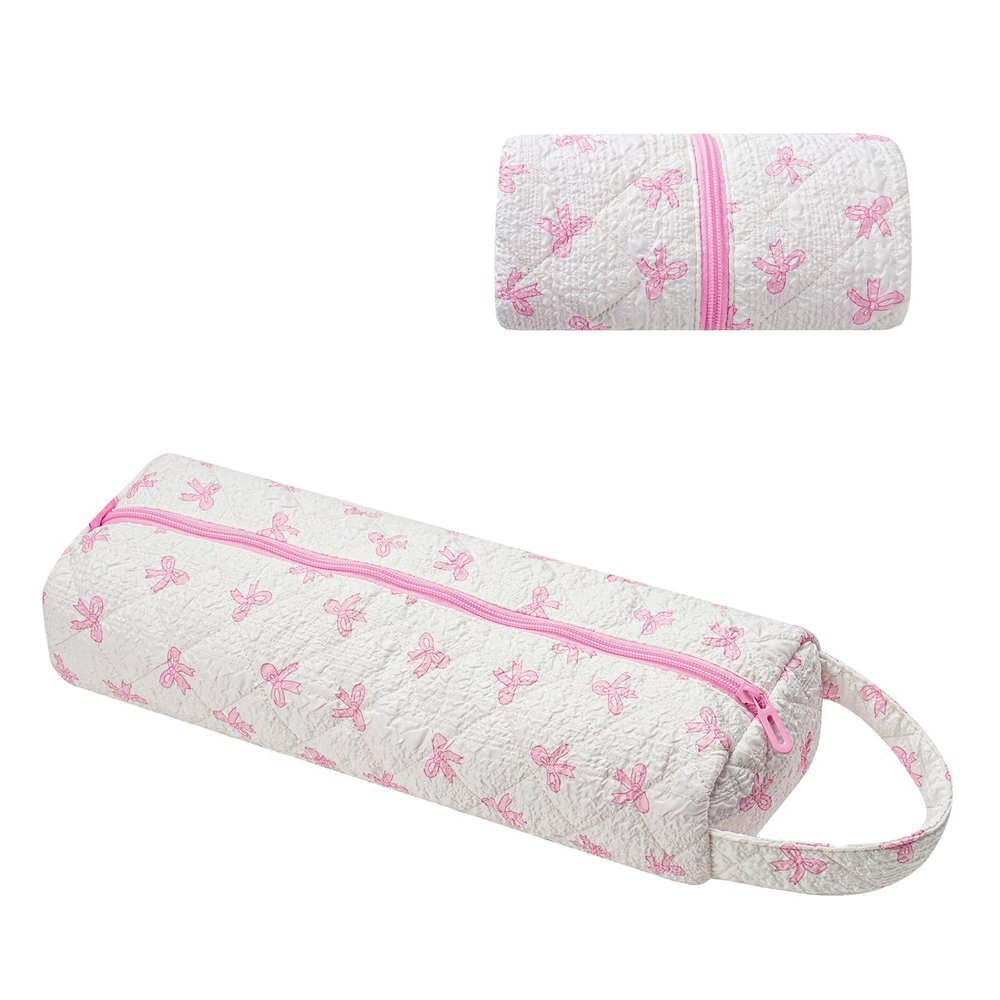 RSRSLEII Quilted Hair Tools Travel Bag with Bow Pattern, Portable&Foldable