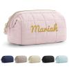 DINZHICD Personalized Toiletry Bag for Women, Customized Puffy Makeup Bag with Embroidered Name, Custom Cosmetic Travel Organizer Case, Quilted Toiletry Pouch, Christmas Gift for Women view 1