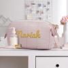 DINZHICD Personalized Toiletry Bag for Women, Customized Puffy Makeup Bag with Embroidered Name, Custom Cosmetic Travel Organizer Case, Quilted Toiletry Pouch, Christmas Gift for Women view 4
