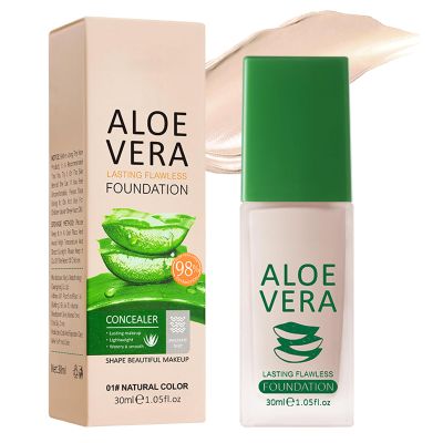 BERALLOYE Aloe-Infused Foundation, Hydrating Skincare Makeup with Aloe Leaf, Medium to High Buildable Coverage, Lightweight & Breathable Vegan Liquid Formula, 1.05 fl oz, Natural