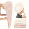 2 Pack Microfiber Hair Towel Wrap for Women, Super Absorbent Quick Dry Hair Turban for All Hair Style Anti Frizz, Large Hair Drying Towel with Button, Bathroom Towel Set view 1