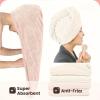 2 Pack Microfiber Hair Towel Wrap for Women, Super Absorbent Quick Dry Hair Turban for All Hair Style Anti Frizz, Large Hair Drying Towel with Button, Bathroom Towel Set view 2