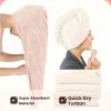 2 Pack Microfiber Hair Towel Wrap for Women, Super Absorbent Quick Dry Hair Turban for All Hair Style Anti Frizz, Large Hair Drying Towel with Button, Bathroom Towel Set view 3