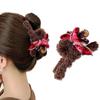 1Pcs Christmas Hair Claw Clips Xmas Bow Bell Design Cute Claw Clips for Women Strong Hold Nonslip Plush Christmas Hair Clip Khaki Fall Winter Hair Accessories Bow Hair Barrette for Thick Thin Hair view 1
