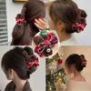1Pcs Christmas Hair Claw Clips Xmas Bow Bell Design Cute Claw Clips for Women Strong Hold Nonslip Plush Christmas Hair Clip Khaki Fall Winter Hair Accessories Bow Hair Barrette for Thick Thin Hair view 3