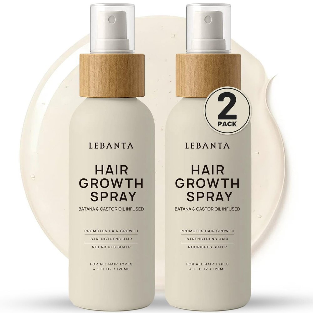 Lebanta Hair Growth Oil Spray - 100% Pure Ingredients For Non Greasy, Thicker & Stronger Hair - Organic Batana, Castor, Biotin, Saw Palmetto, and Rosemary Oil Gifts Women Scalp (4.1 Fl Oz (Pack of 2))