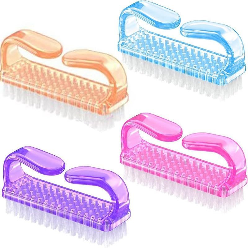 4 Pack Handle Grip Nail Brush - Hand Fingernail & Toenail Cleaner Scrubbing Kit for Pedicure, Men & Women